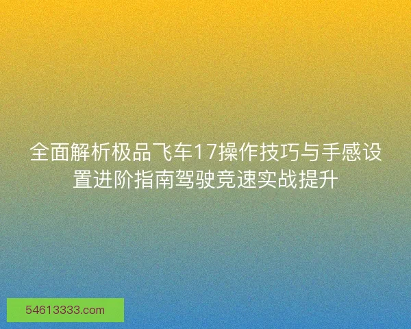 全面解析极品飞车17操作技巧与手感设置进阶指南驾驶竞速实战提升 全面解析极品飞车17操作技巧与手感设置进阶指南驾驶竞速实战提升