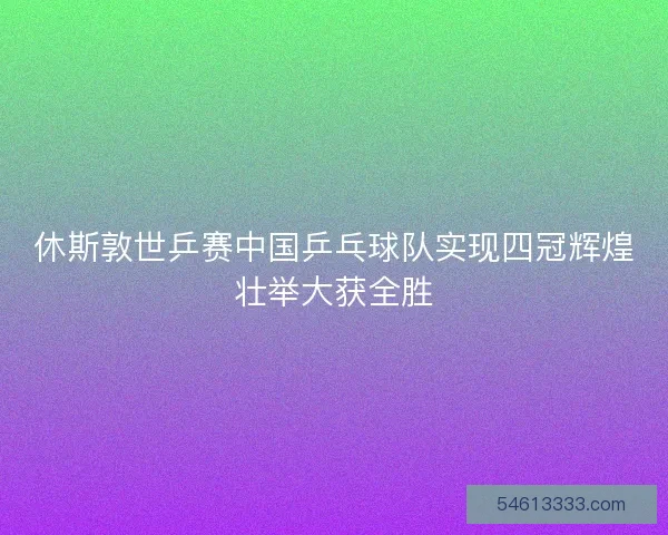 休斯敦世乒赛中国乒乓球队实现四冠辉煌壮举大获全胜