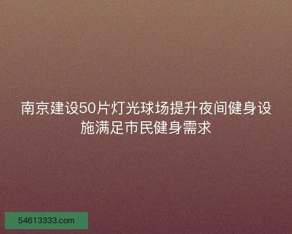 南京建设50片灯光球场提升夜间健身设施满足市民健身需求