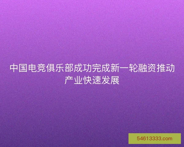 中国电竞俱乐部成功完成新一轮融资推动产业快速发展 中国电竞俱乐部成功完成新一轮融资推动产业快速发展
