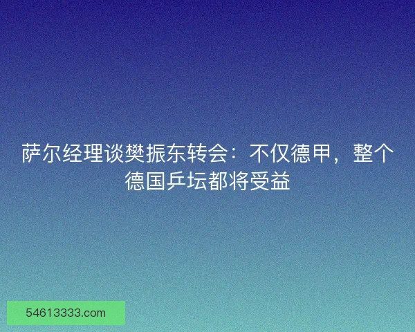 萨尔经理谈樊振东转会:不仅德甲,整个德国乒坛都将受益 萨尔经理谈樊振东转会:不仅德甲,整个德国乒坛都将受益